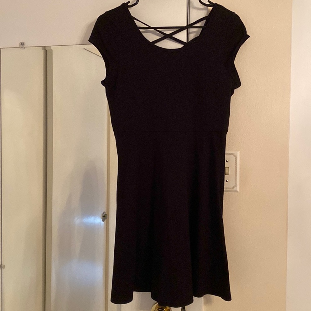 Criss cross back little black dress